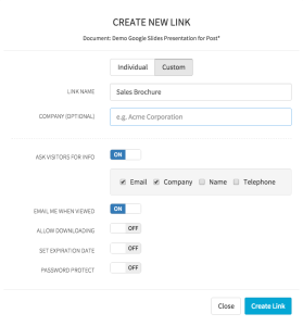 Attach.io Create Custom Link