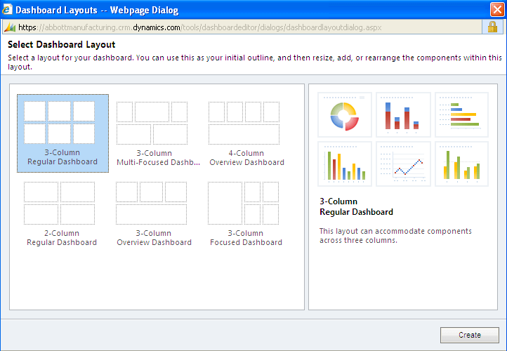 Microsoft Dynamics 365 Dashboard Layout