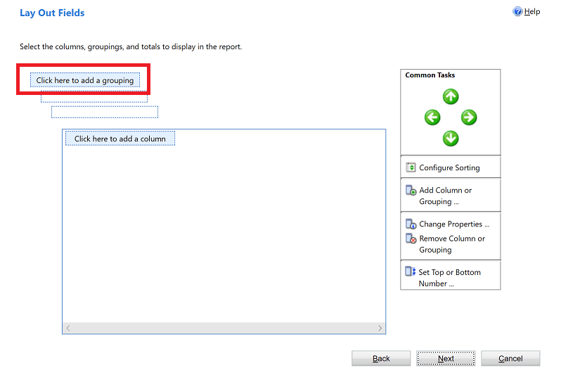 Microsoft Dynamics Reporting Lay Out Fields