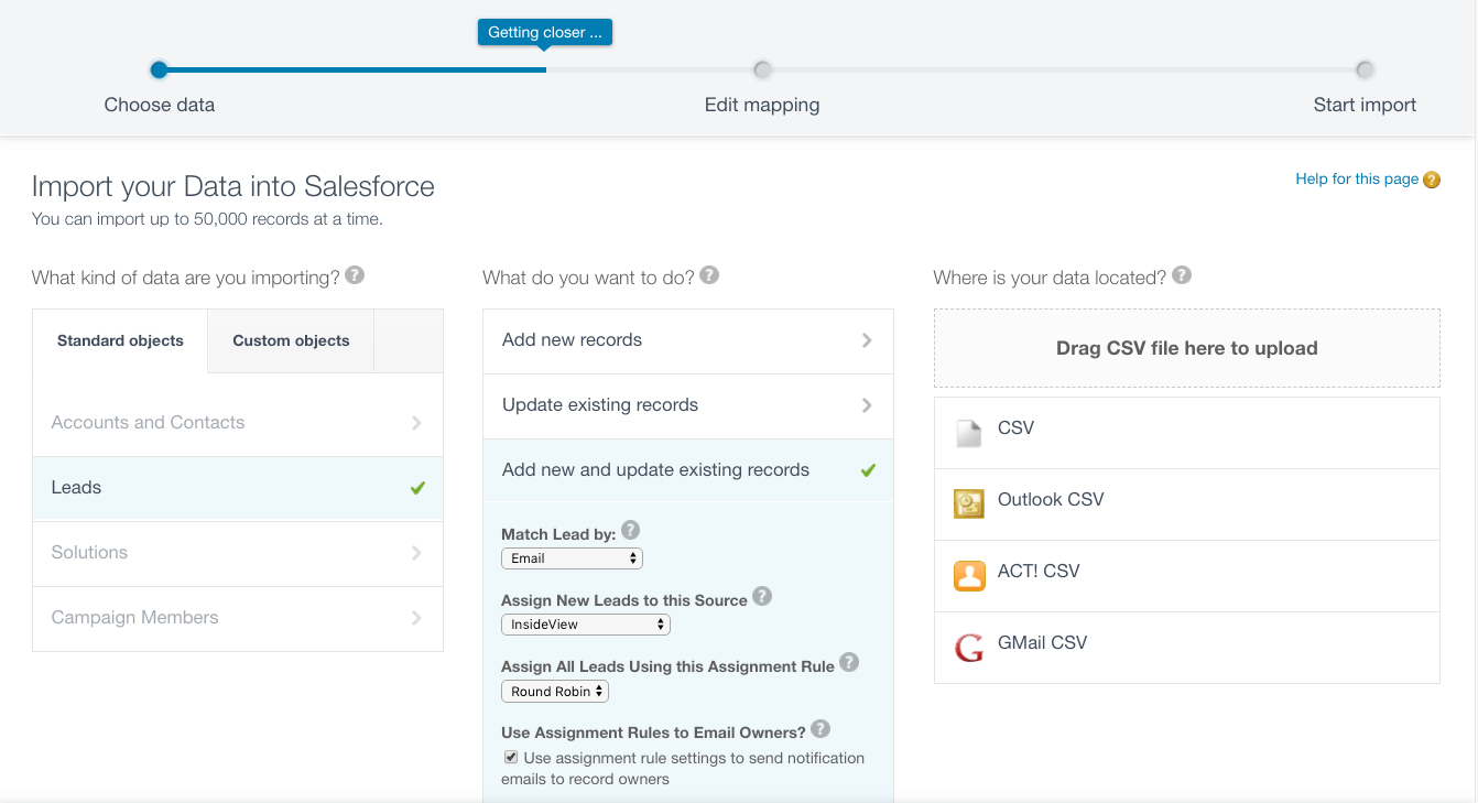 Salesforce Import Wizard