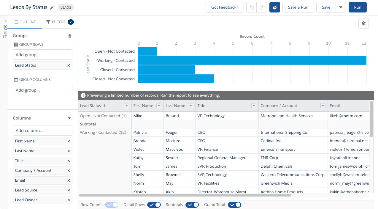 Salesforce Lightning Report Builder