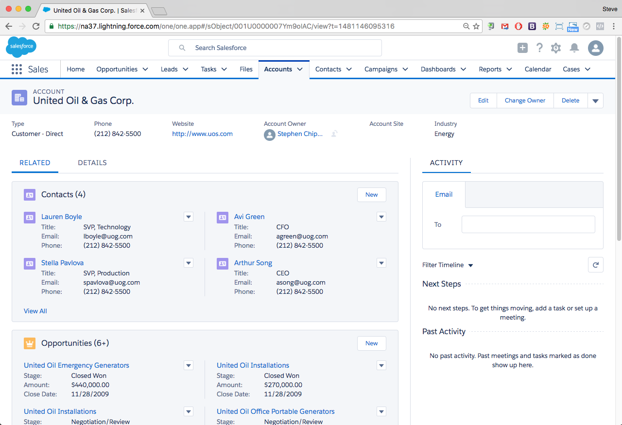 Salesforce Lightning Account Detail