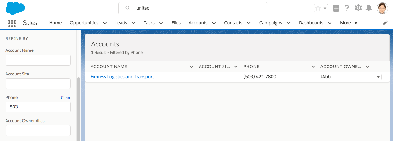 Salesforce Lightning Search Refine By