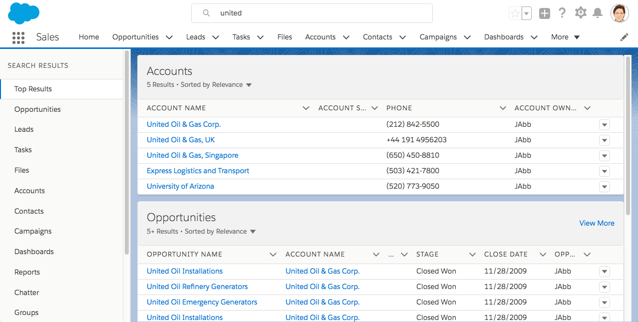 Salesforce Lightning Search