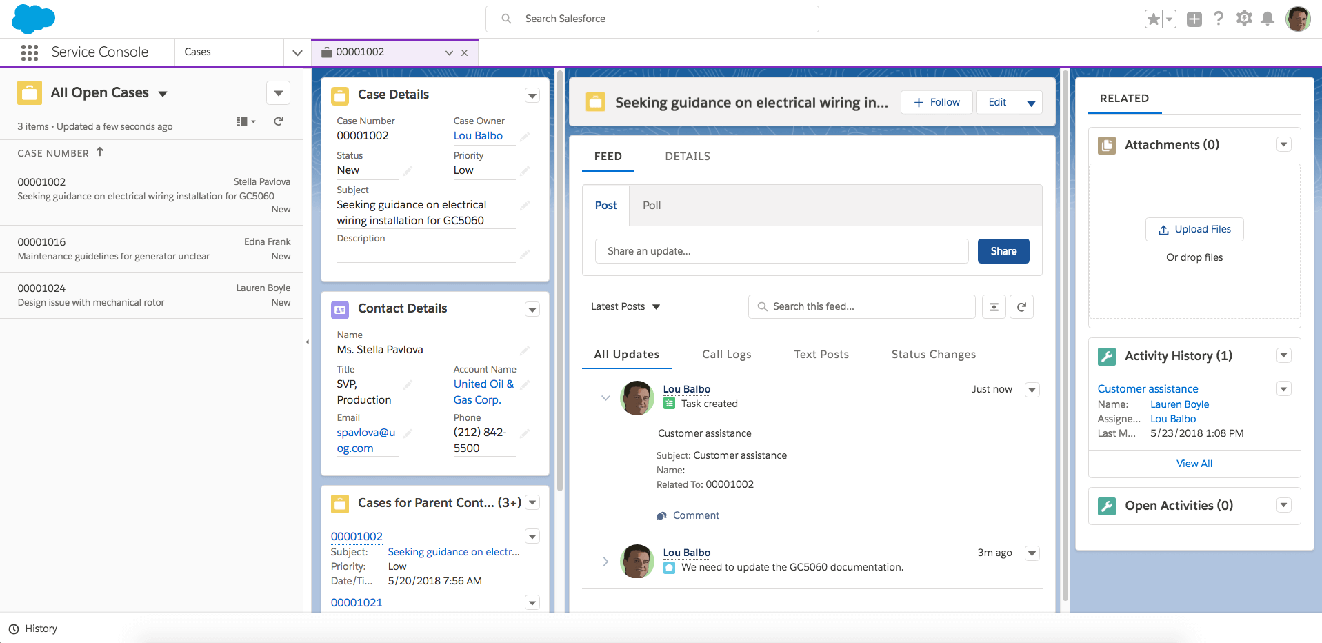 Salesforce Lightning Service Console