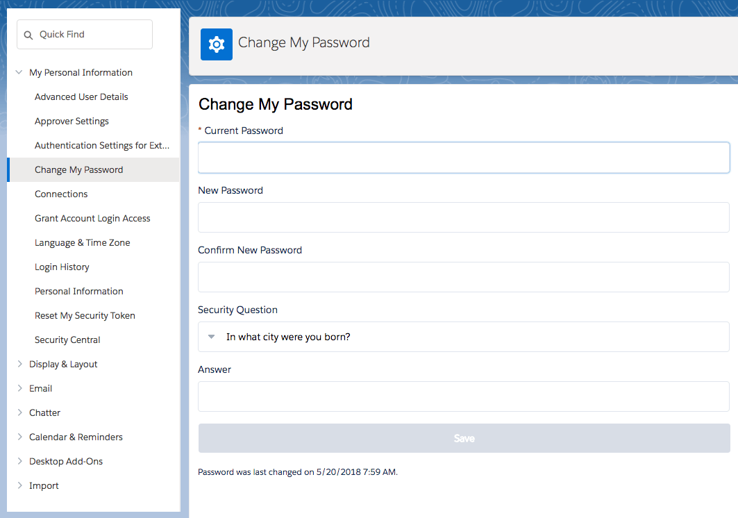 Salesforce User Settings