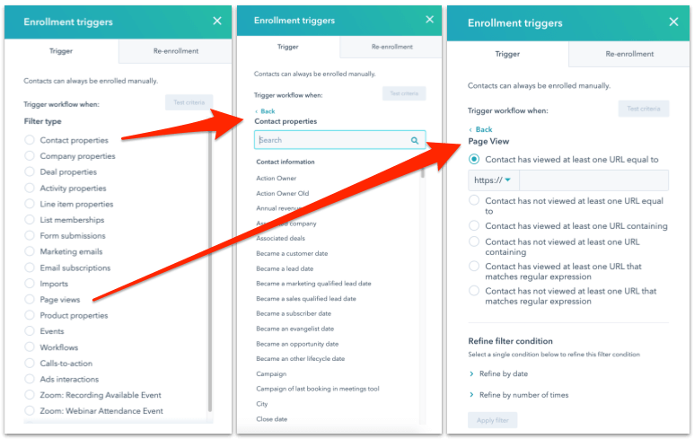 HubSpot Enrollment Triggers