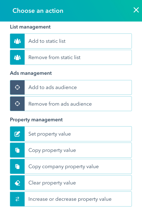 Hubspot Workflow Sample Actions