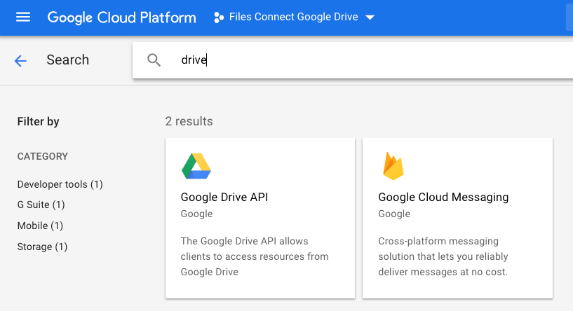 GCP - Search For Google Drive API