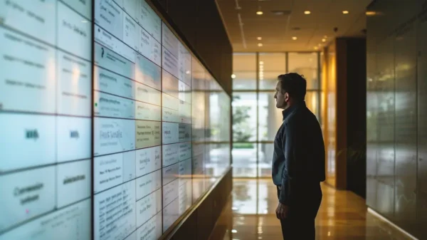 Businessman reviewing CRM vendor list
