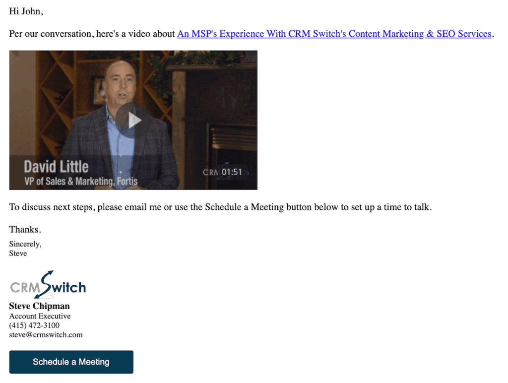 CRM Email Template Video Share