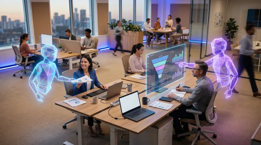 CRM AI agents in a sales office