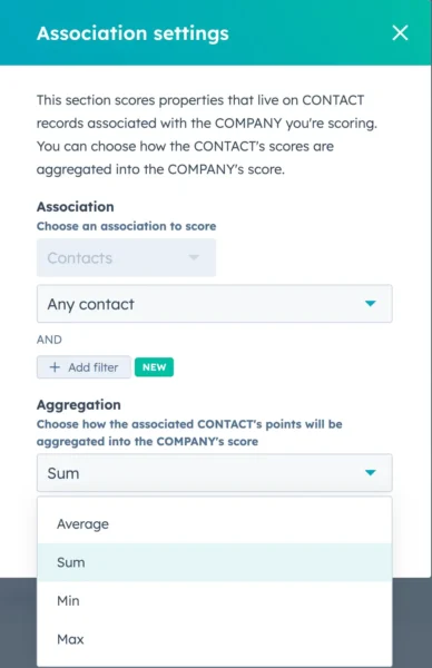 Company Score Association Settings