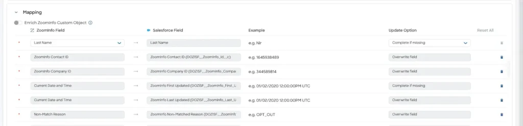 ZoomInfo Enrich CRM Record