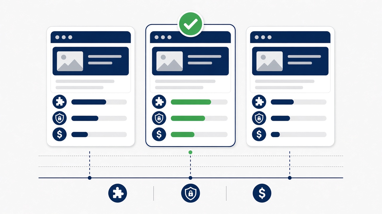 Comparison of three CRM vendors scored on integration, security, and cost